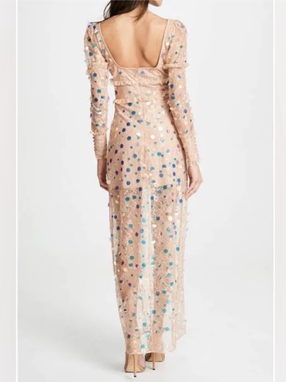 NWT For Love & Lemons Ace Sequin Lace Maxi Dress | Large - Picture 2 of 13